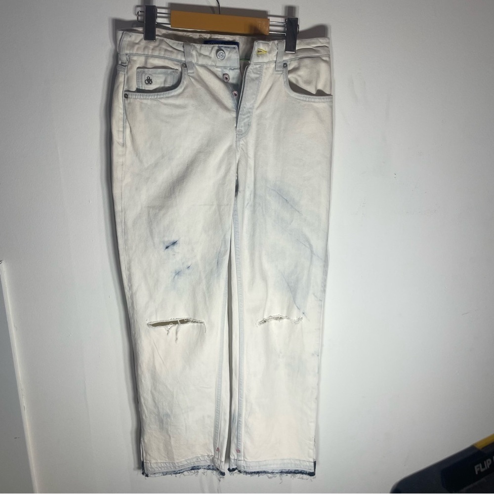 Scotch & Soda White Distressed Straight Leg Jeans